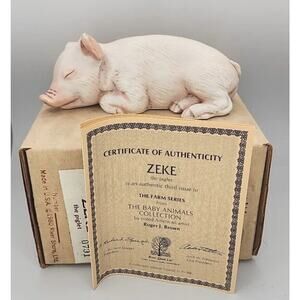 Vtg 1980 River Shore Porcelain Figurine Zeke the Piglet IB COA U238